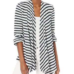 NEW BB Dakota Just Your Stripe French Terry Knit Open Front Cardigan Size Small